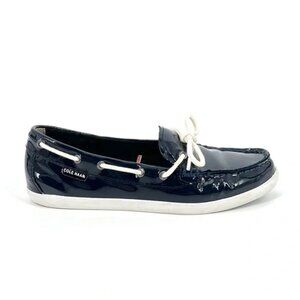 Cole Haan Navy Patent Nantucket Camp Boat Shoes Size 8